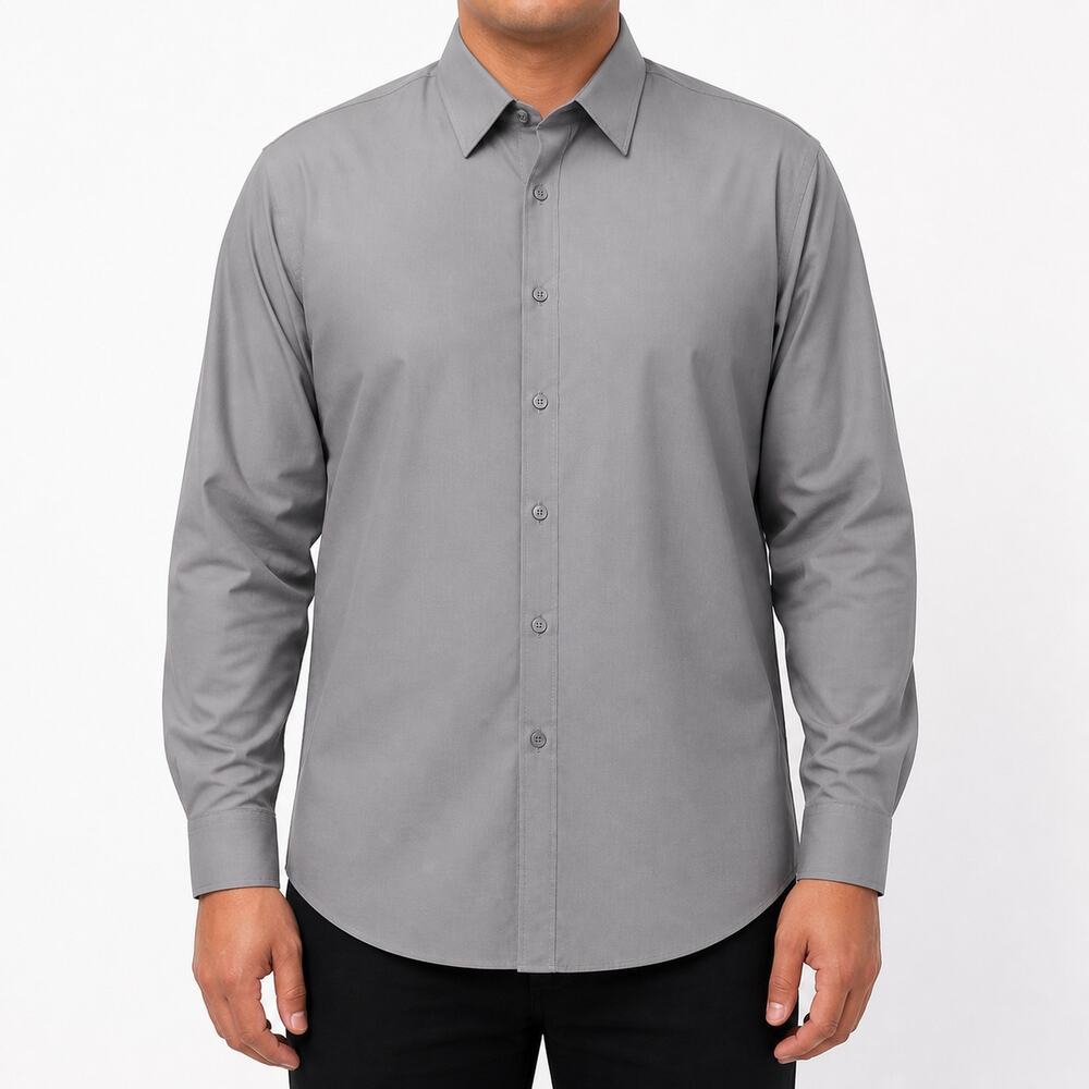 Zara Man Shirt Mens XL Long Sleeve Gray Everyday Wear Slim Fit Classic Button-Up